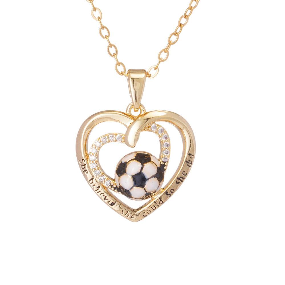 Wholesale Football Necklace Light Luxury Clavicle Chain with Heart