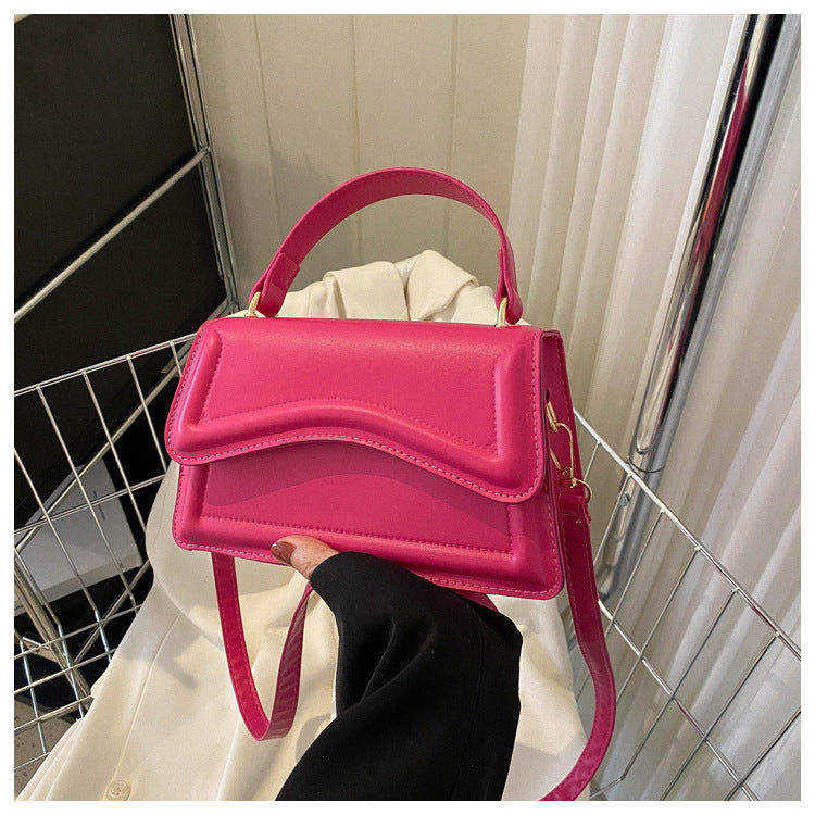 Wholesale Pink Solid Color PU Handbag Diagonal Bag