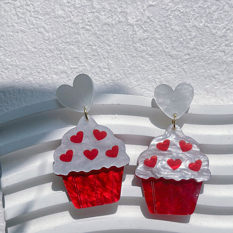 Wholesale Valentine' s Day Pink Love Acrylic Earrings