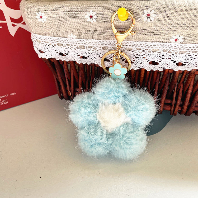 Wholesale Cherry Blossom Fur Ball Car Keychains