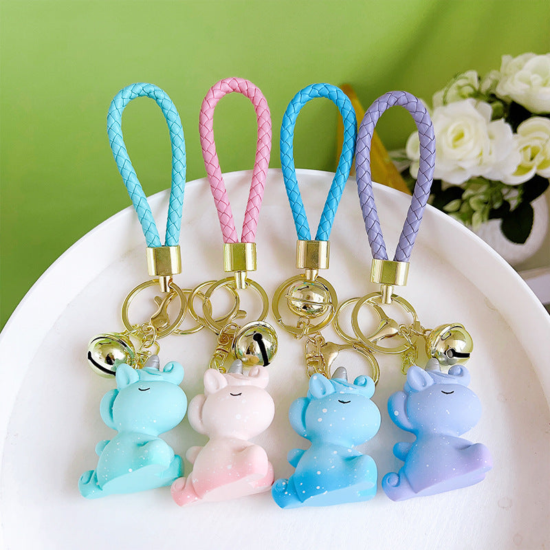 Wholesale Resin Star Snow Unicorn Keychain