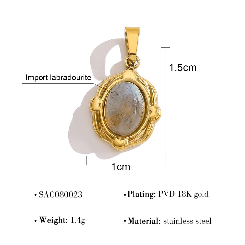 Wholesale colorful natural stone edge DIY titanium steel plated 18K gold accessories