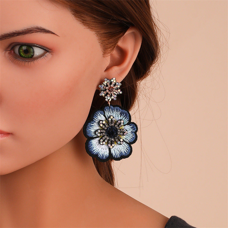 Wholesale Santa Christmas Tree Fabric Diamond Earrings