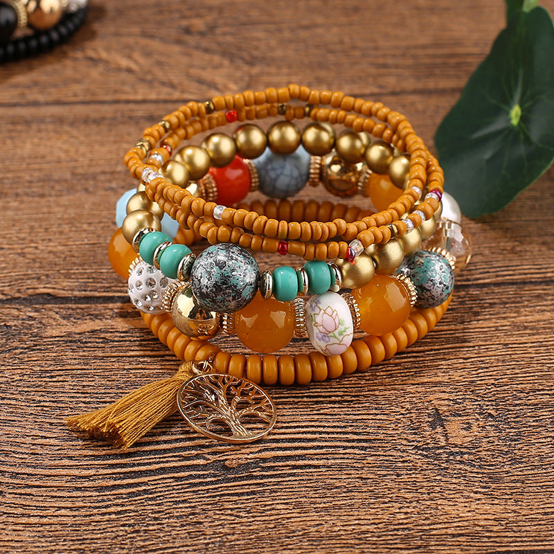 Wholesale Tassel Tree of Life Pendant Beaded Bracelet