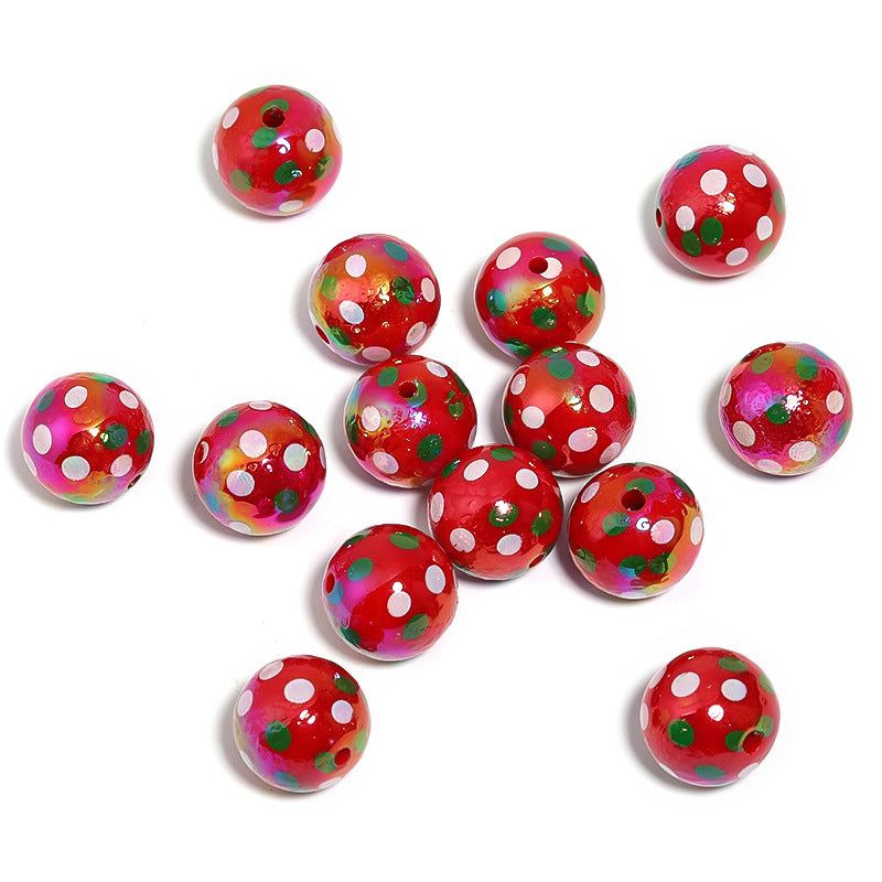 Wholesale 100PCS Holiday Party Ribbon Print Colorful Polka Dot Acrylic Beads