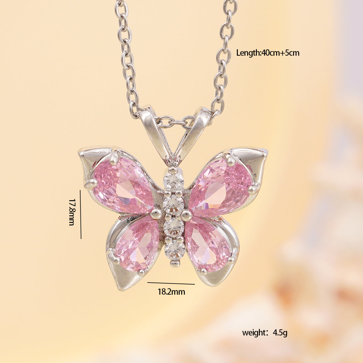 Wholesale Pink Diamond Butterfly Titanium Steel Lock Chain