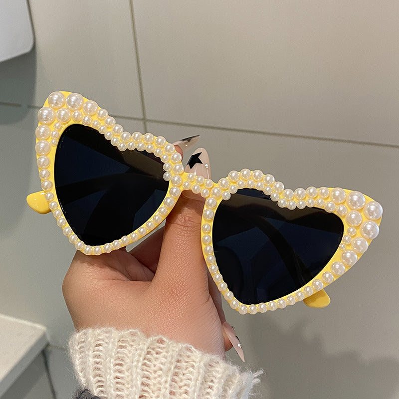 Wholesale Heart shaped Party Love Pearl Sunglasses