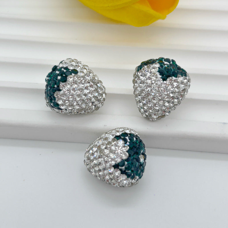 Wholesale 20pcs Strawberry clay filled with diamond beads