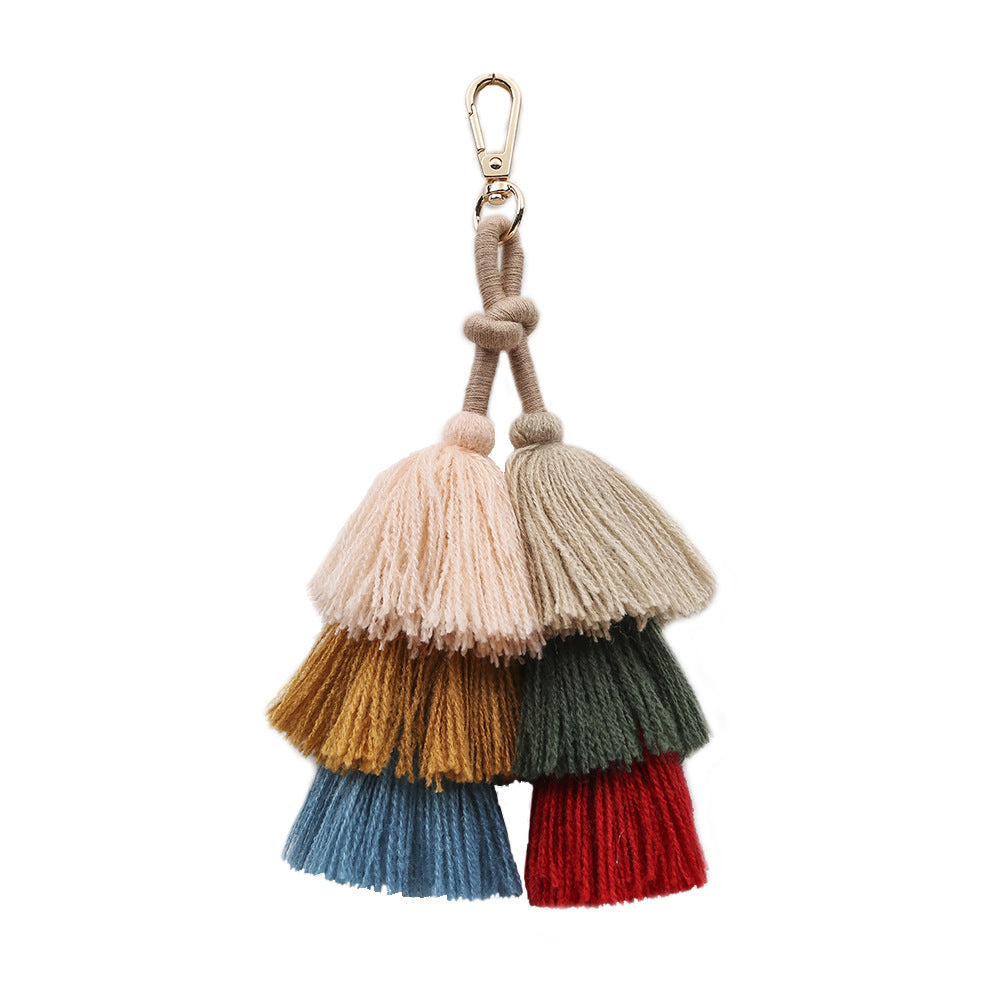 Wholesale Bohemian Tassel Pendant DIY Hand-woven Keychain