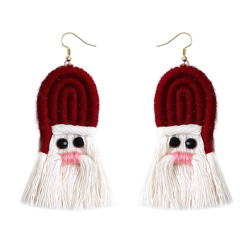 Wholesale Christmas Cartoon Bohemian Tassel Woven Handmade Earrings
