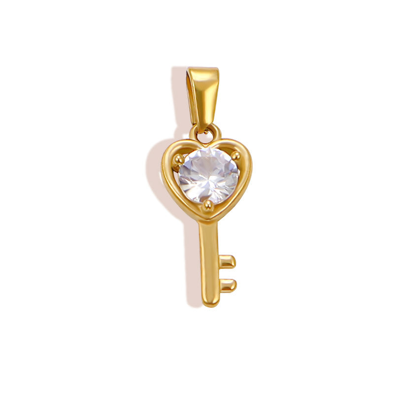 Wholesale 10pcs Diamond studded heart-shaped clover butterfly stainless steel pendant