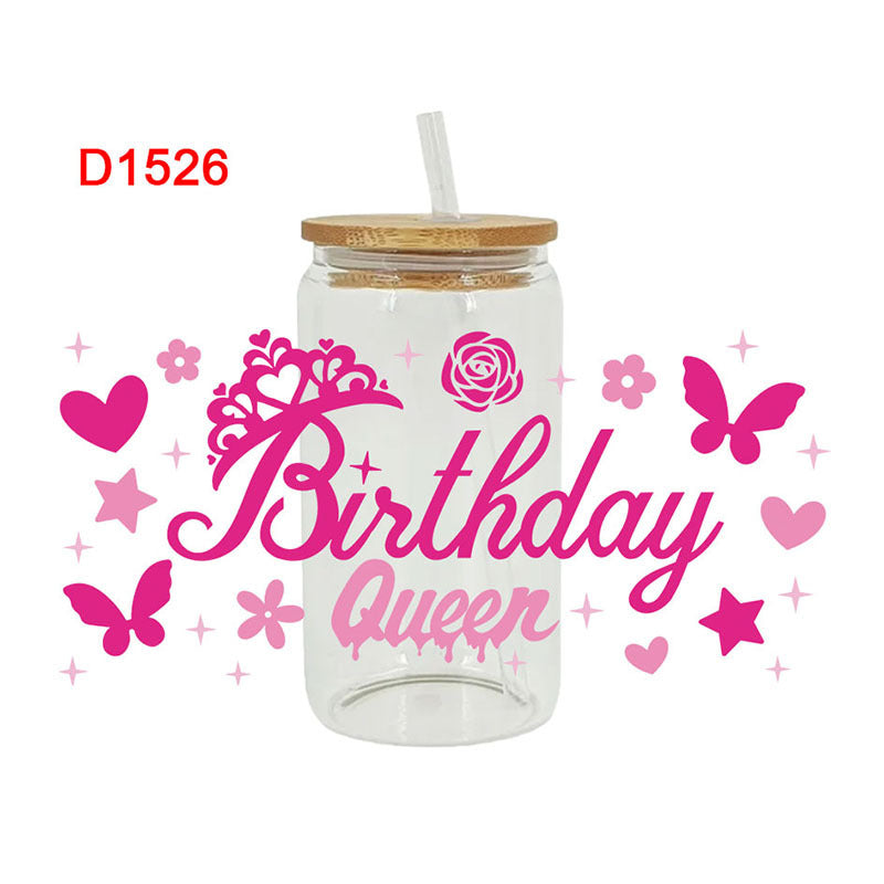 Wholesale Pink Girl Birthday Series 16oz Cup UV DTF Wraps