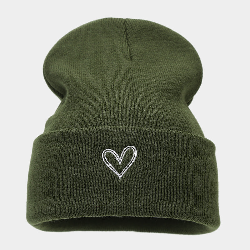 Wholesale Thickened Love Embroidered Acrylic Knitted Hats