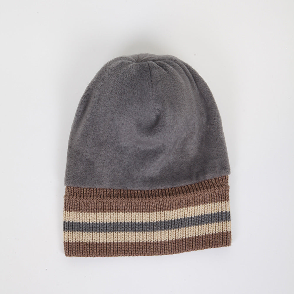 Wholesale Wool Ball Knitted Hat Solid Color Striped Edge Wool Hat