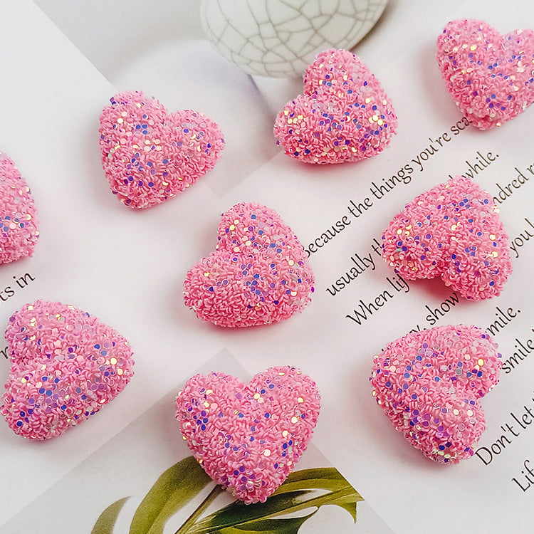 Wholesale Sequined heart-shaped straight hole Acrylic Beads