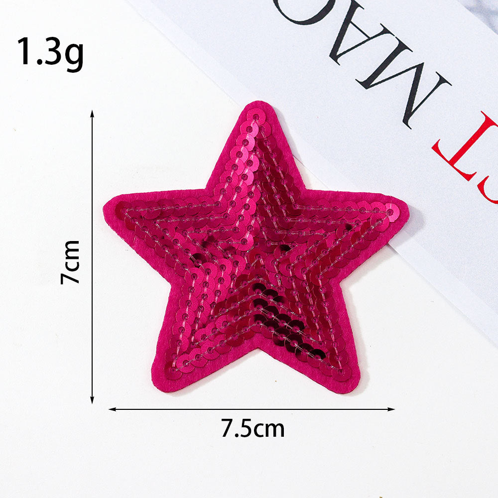 Wholesale Glitter sequined fabric patches,  multi-colored star DIY Patches