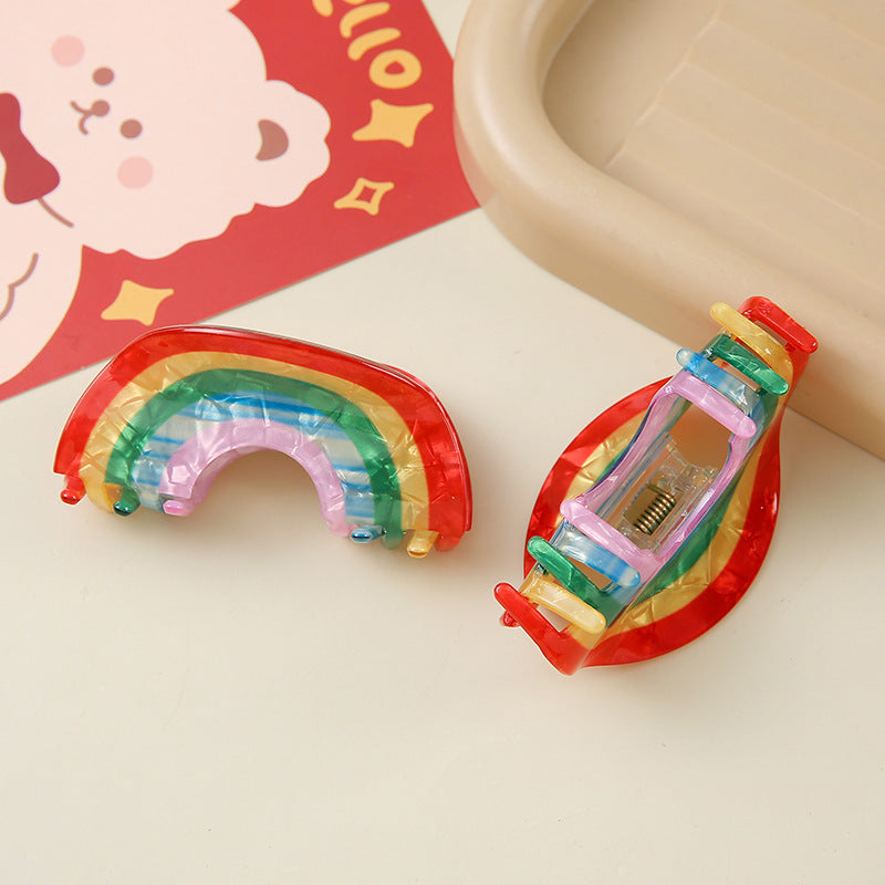 Wholesale Stylish Rainbow Shark Hair Clip Acrylic Cute Hair Gripper For Girls Everyday Styling Boutique Resale