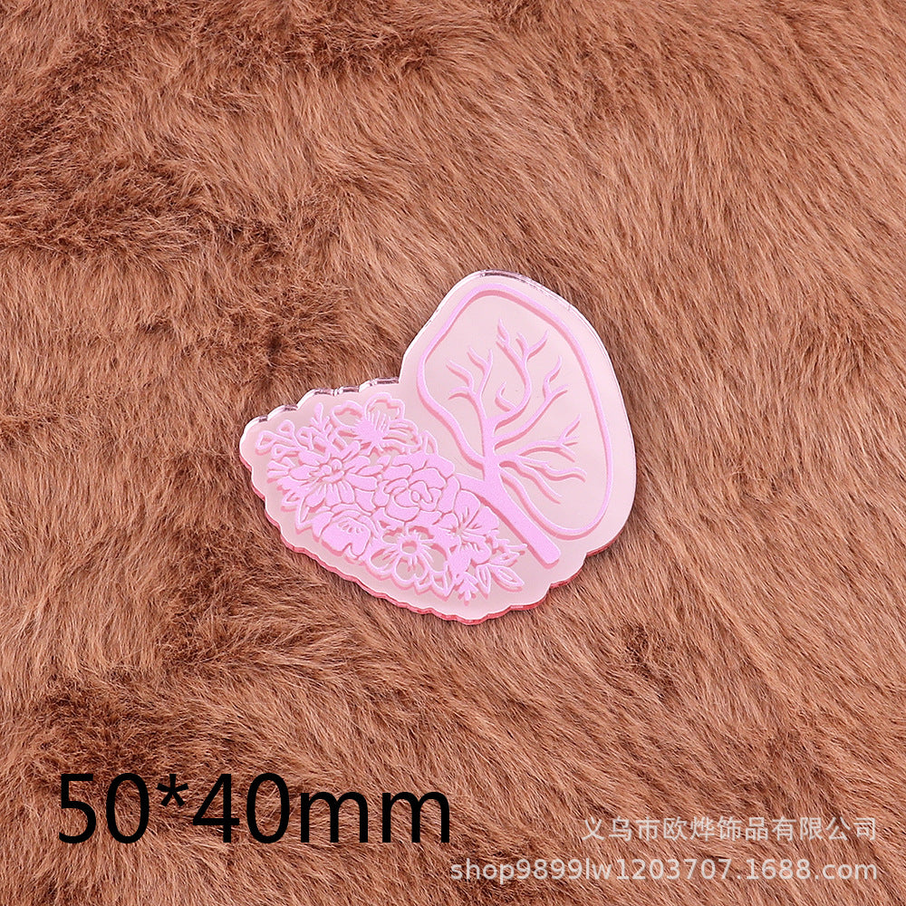 Wholesale 10pcs Pink Double Mirror Skull Organ Badge Jewelry Pin Girl Cute DIY Patch