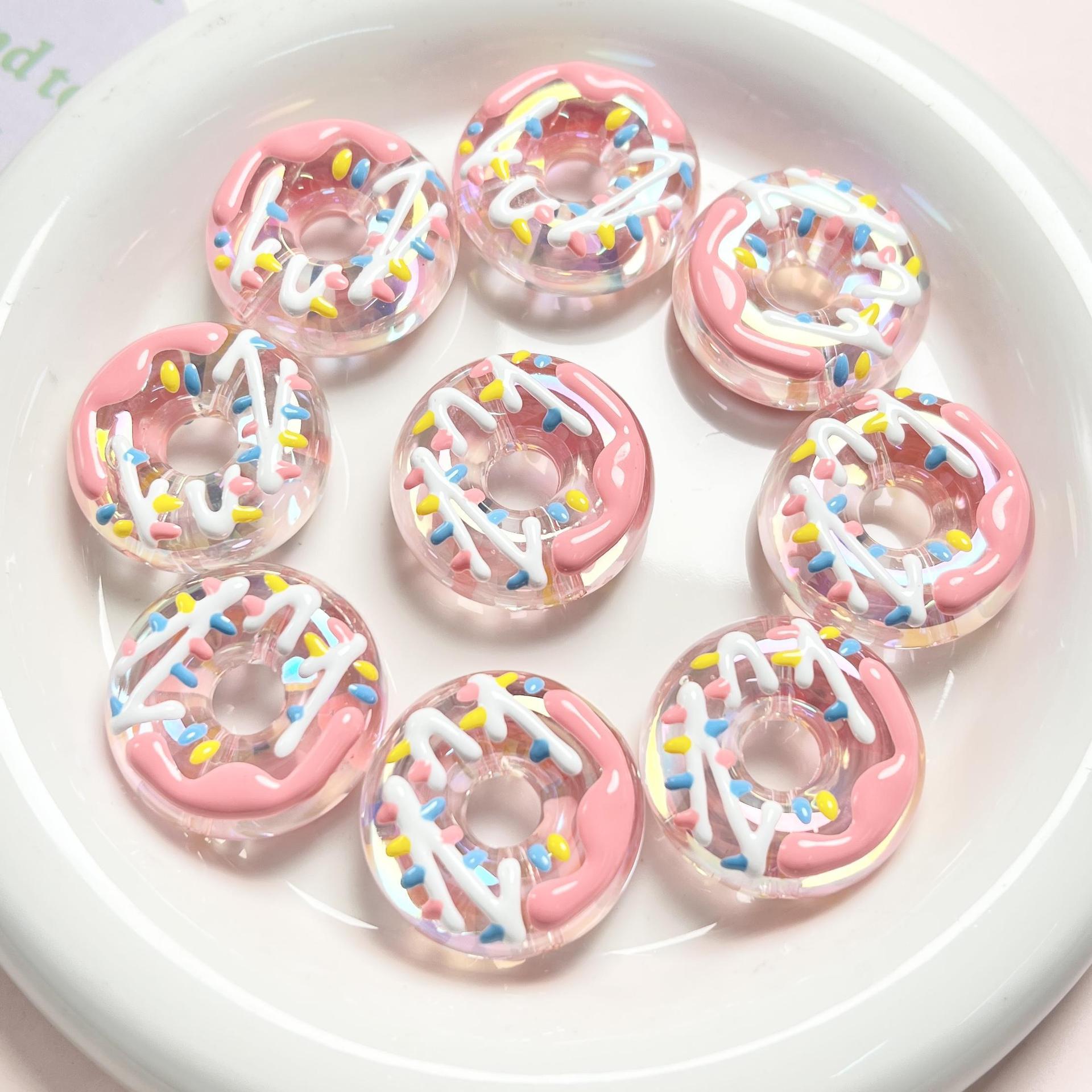 Wholesale Colored Heavy Industry Handdrawn Donut Acrylic Beads