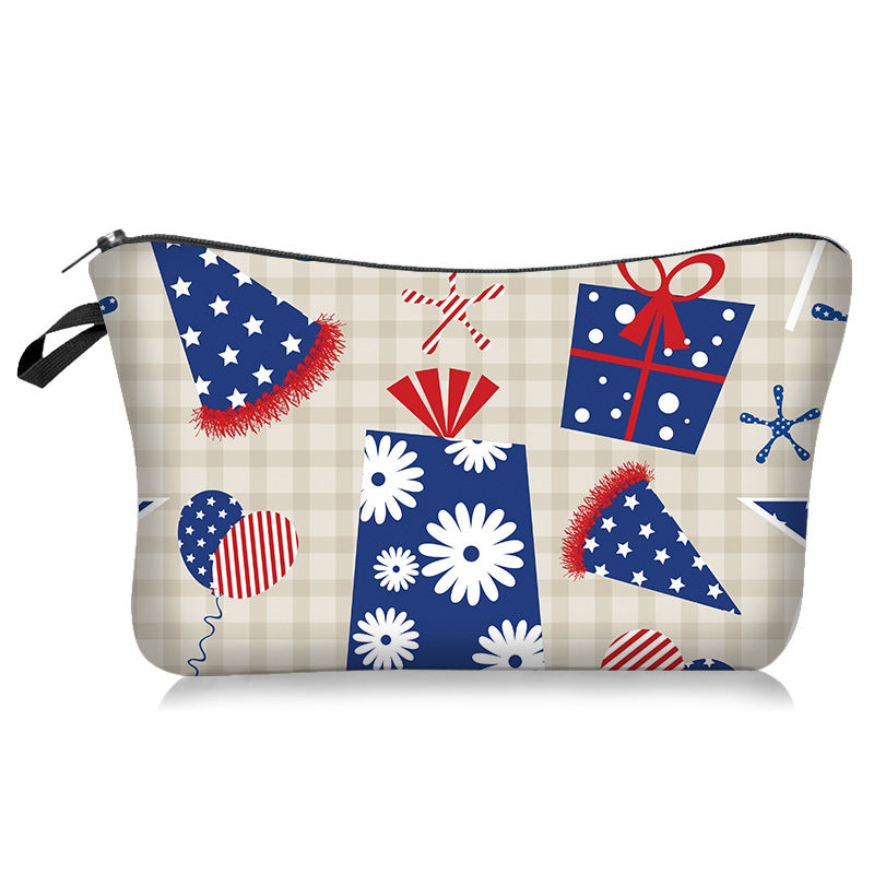 Bolsa cosmética del día de independencia de poliéster al por mayor