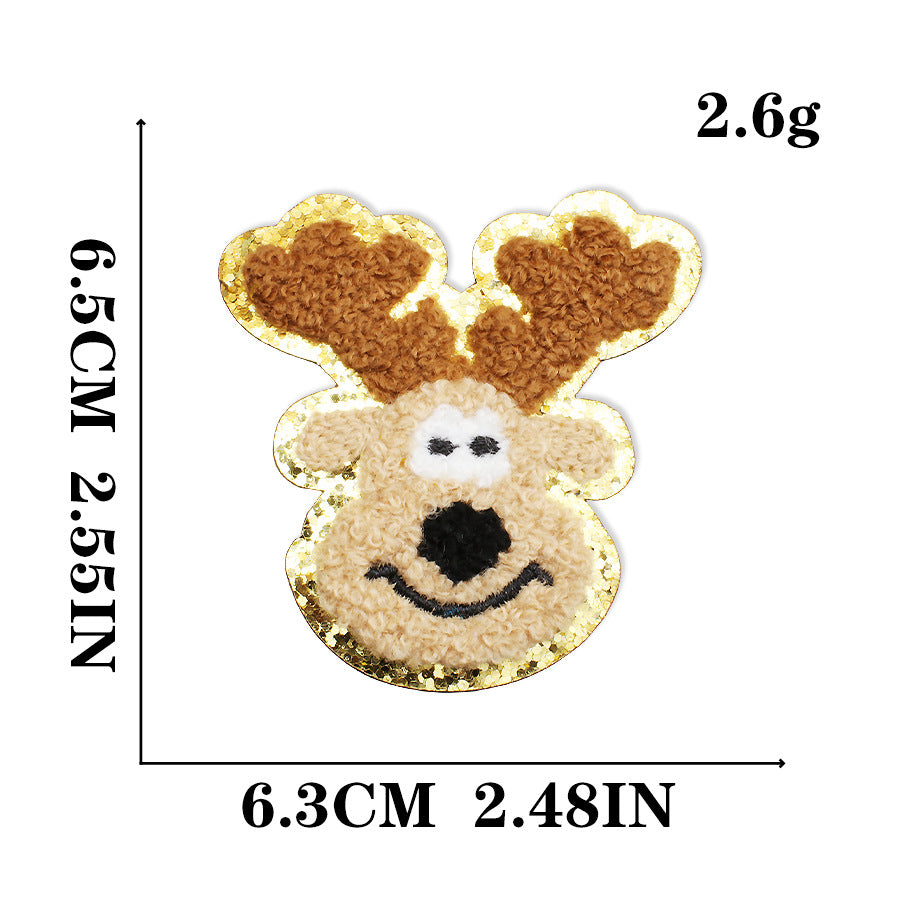 Wholesale Christmas Snowman Embroidered Chenille Sew On Patches Gold Trim For Clothing DIY Craft Supply