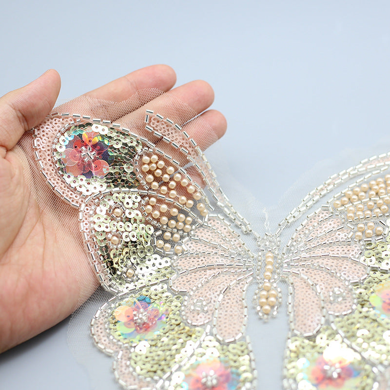 Wholesale Beaded Sequin Embroidered Butterfly Cloth Sewing Patch