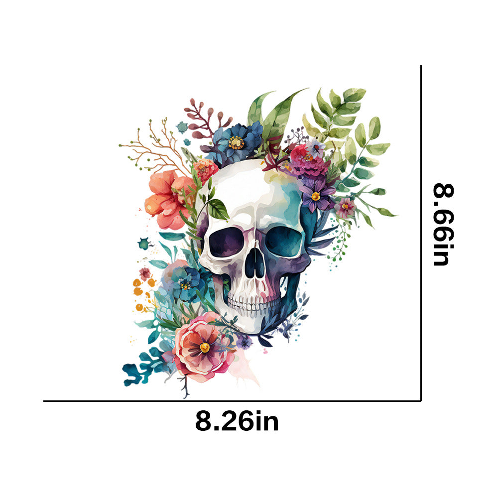 Wholesale 10pcs Colorful Flower Skull UV DTF Ready to Press Transfers Wraps