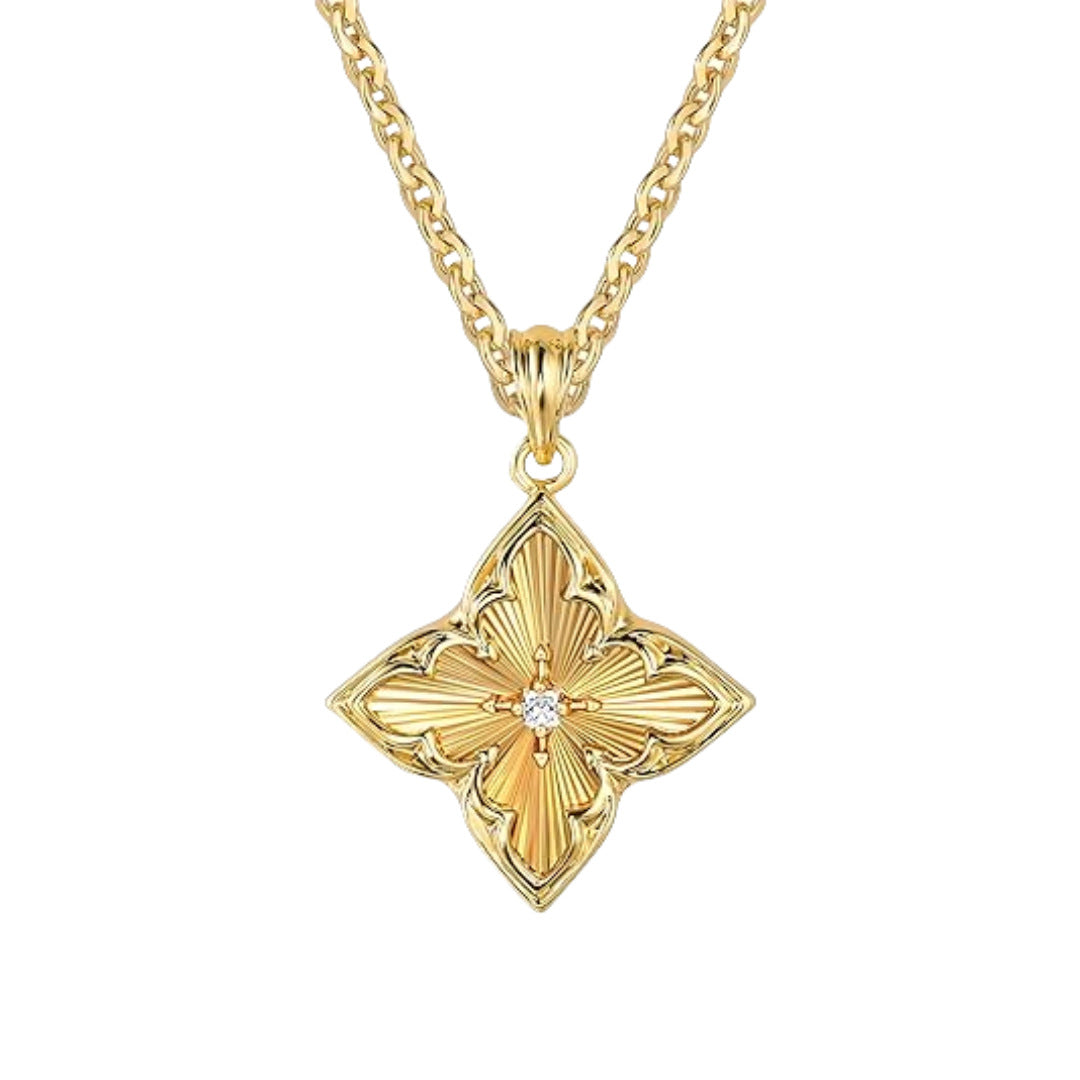 Wholesale  Zircon Pendant Four Leaf Clover Necklace
