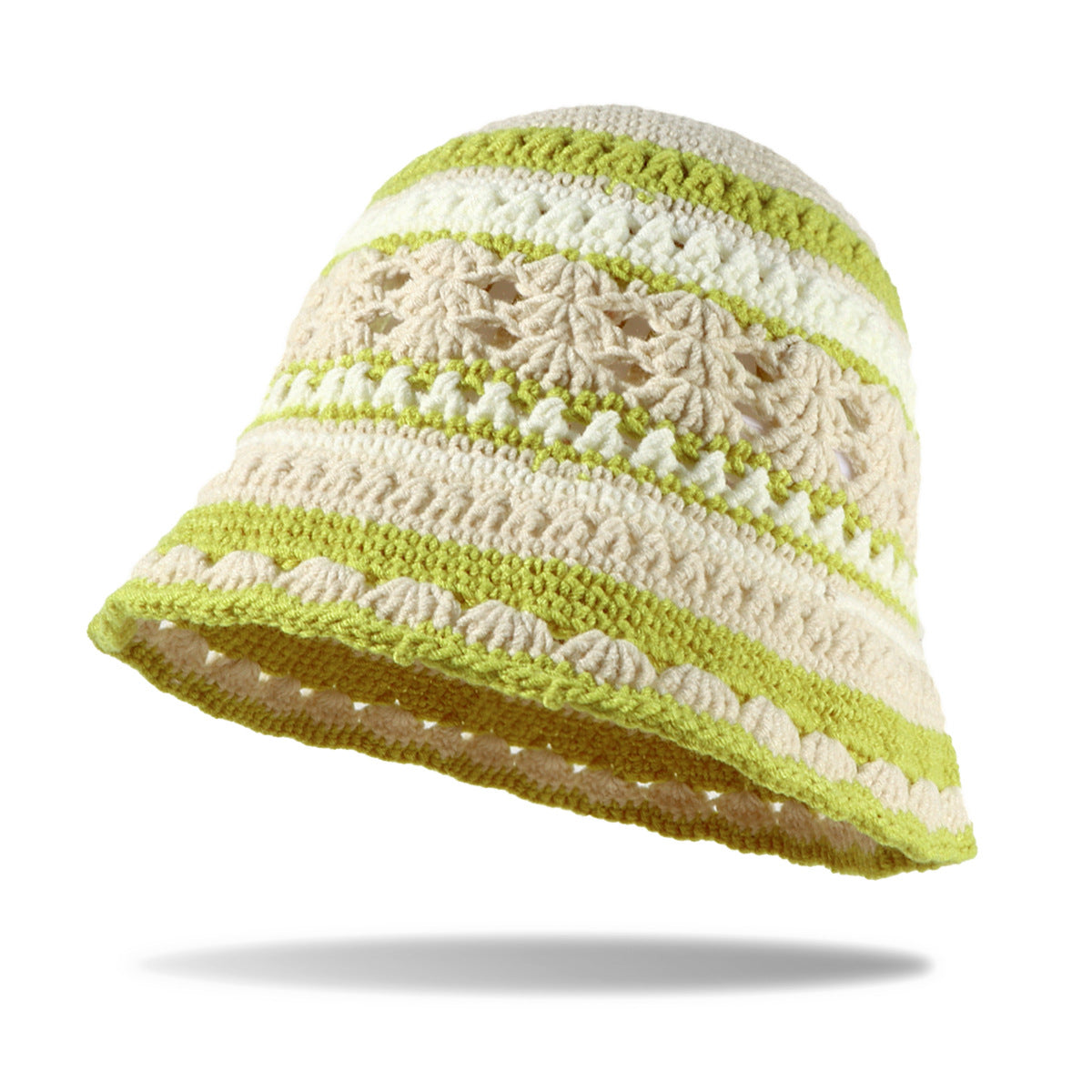 Wholesale New Striped Hand-woven Hollow Milk Cotton Bucket Hat