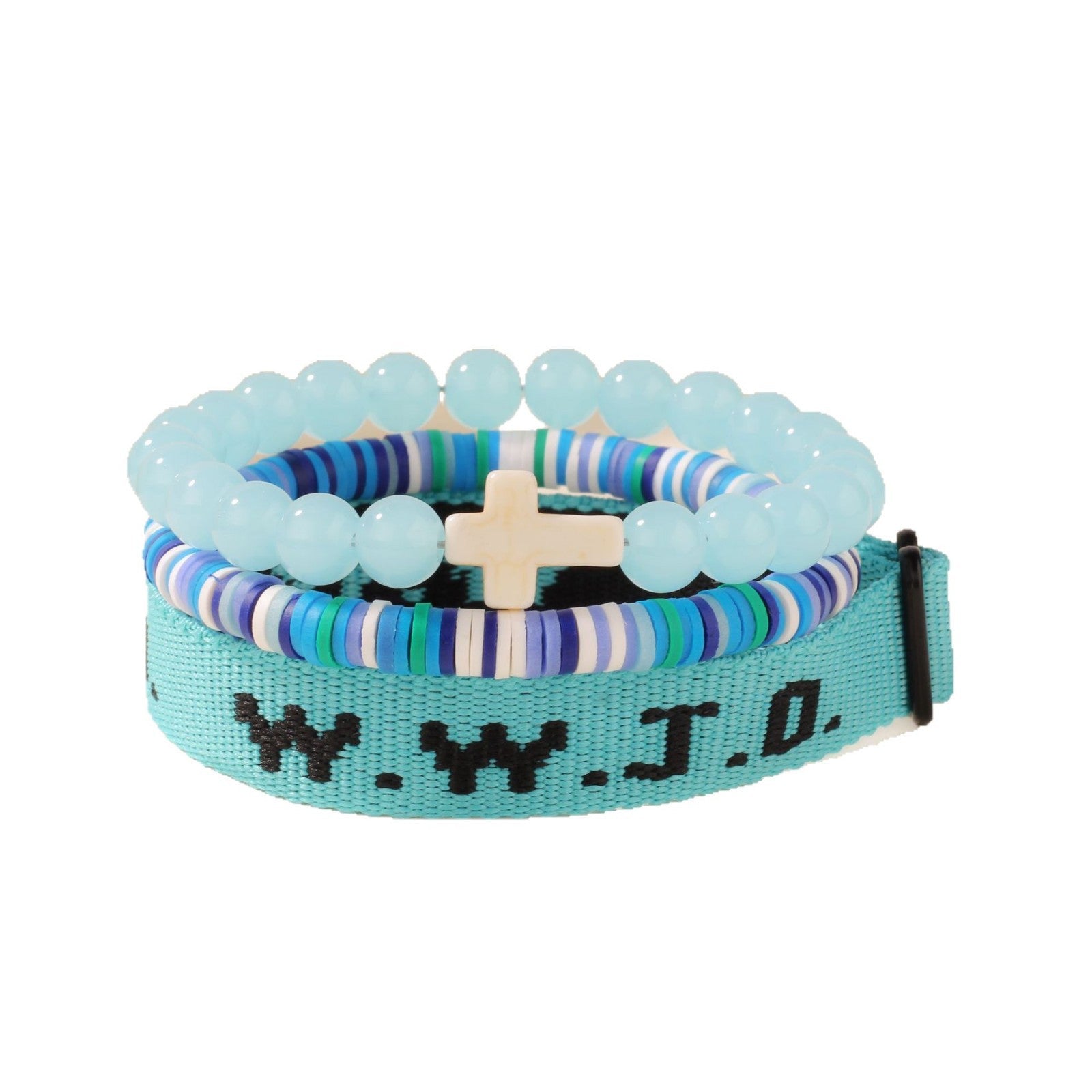 Wholesale Cross Three-Piece Glass/Glazed Bracelet Set