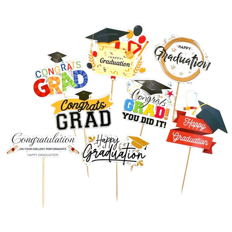 Wholesale 5PCS/PACK Graduation Season Acrylic Paper Cake Card Decoration
