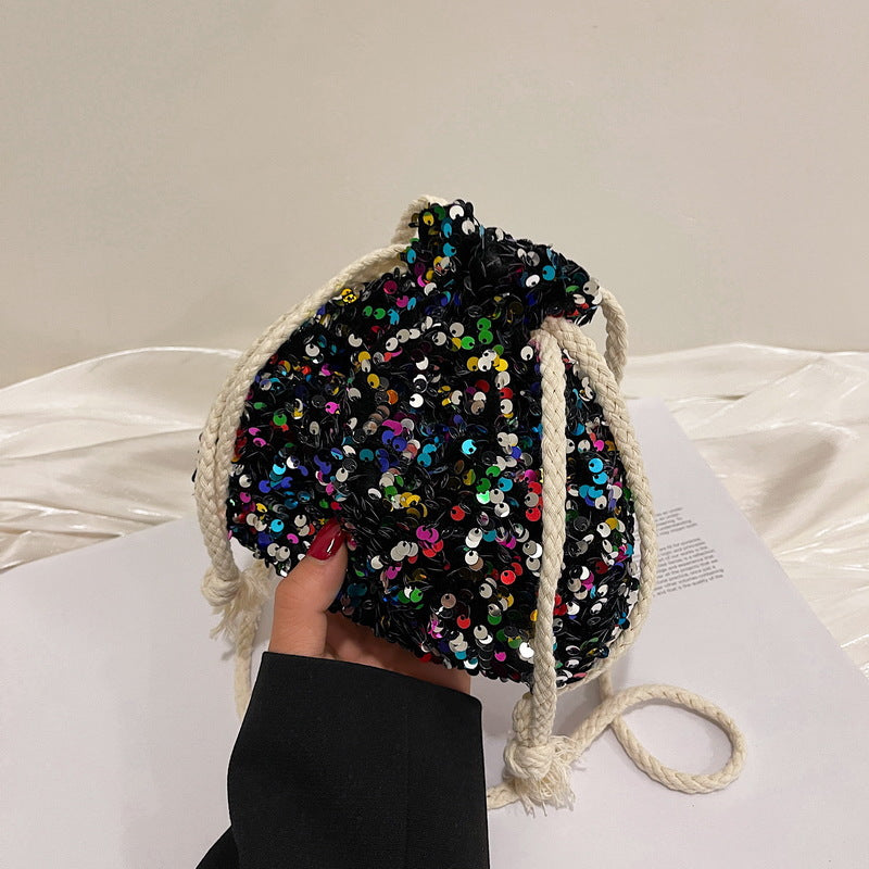 Al por mayor 2023 Summer Nuevo estilo Beam Bozo Colorido Sequinas Polyéster Messenger Bags