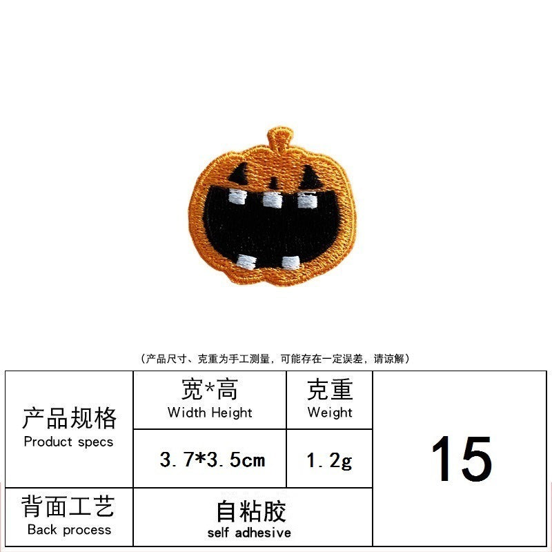 Wholesale  Ghost Pumpkin Embroidered Patch Self Adhesive No Sew Decorative Sticker For Hats DIY Fashion Accessory
