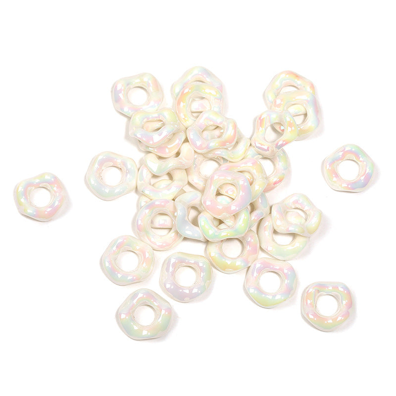 Wholesale Random 200pcs Macaron Large Hole Bead Spacers Handfelt Paint Round Wave Spacer DIY Beades