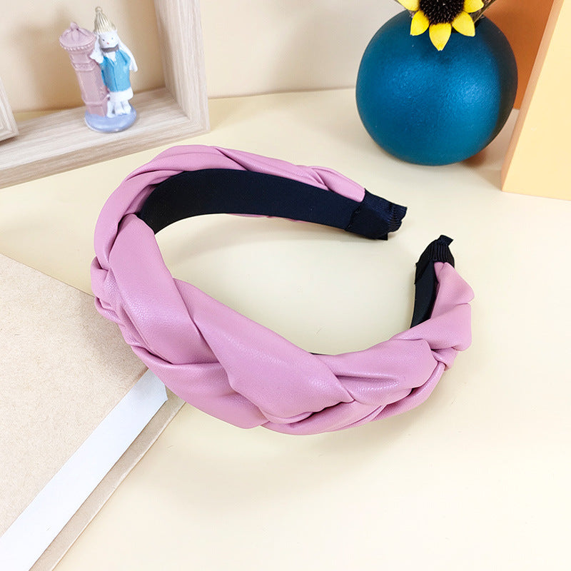Wholesale PU leather braided braid headband hair pressing non-slip fashionable all-match headband