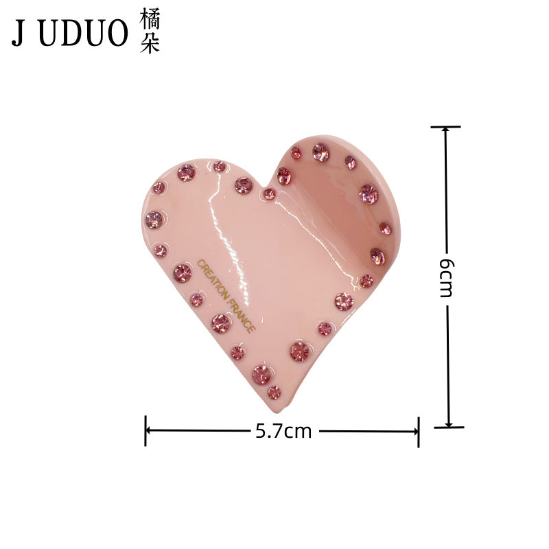 Wholesale Tangerine Acetic Acid Love Grab Clip Advanced Sense Diamond Hairpin Back Head Shark Clip Valentine's Day Girl's Headwear Hair Accessories