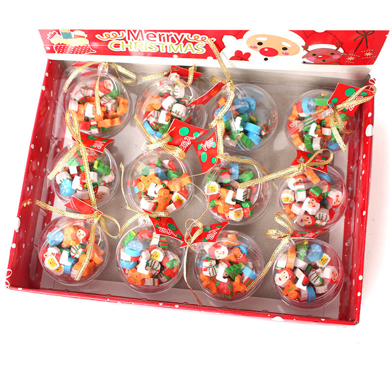 Wholesale Cartoon cute rubber ball Christmas tree Crystal eraser