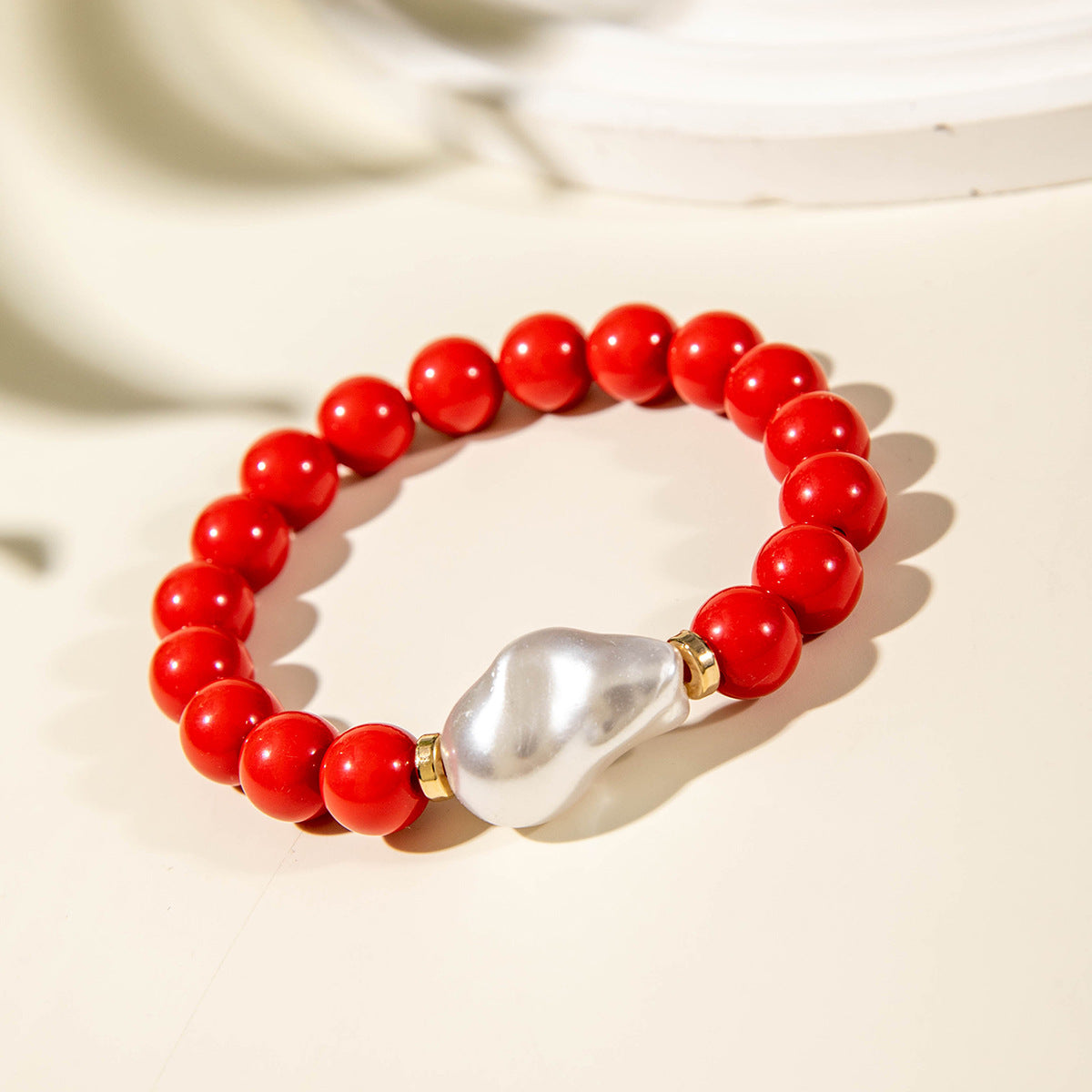 Wholesale fresh dopamine shaped imitation pearl color summer bracelet