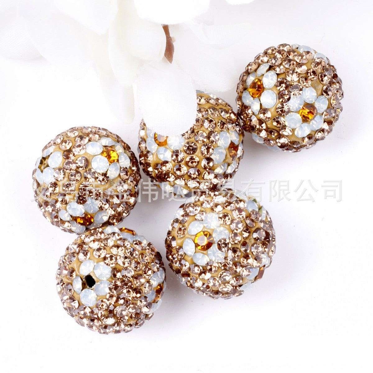 Wholesale 10pcs Full Drill Plum Blossom Soft Clay Drill Ball Straight Hole Beads
