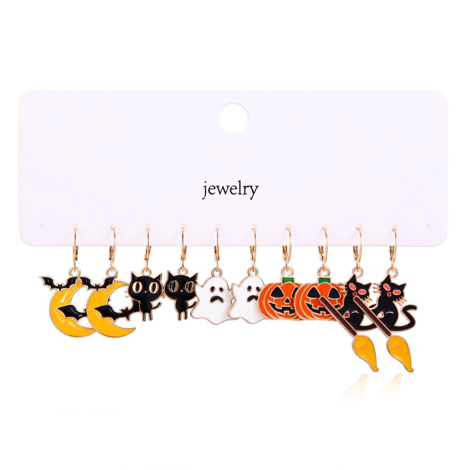 Wholesale Zinc Alloy Electroplated  Earring Set 5 Pcs Pumpkin Skull Ghost Design Women Party Jewelry Accessory