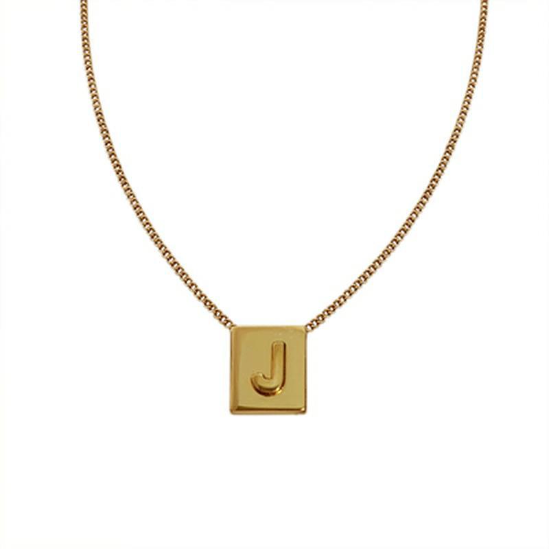 Wholesale Small square 26 letter necklace