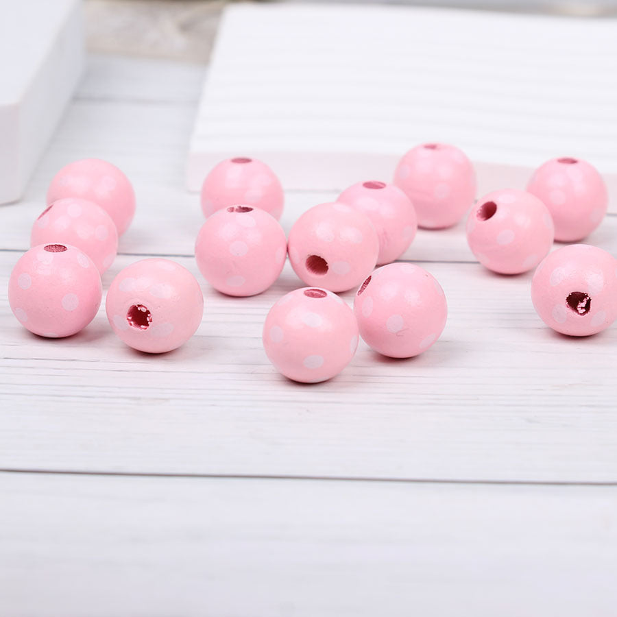 Wholesale 20PCS Cow Polka Dot Colorful DIY Hemp Rope Tassel Wooden Beads