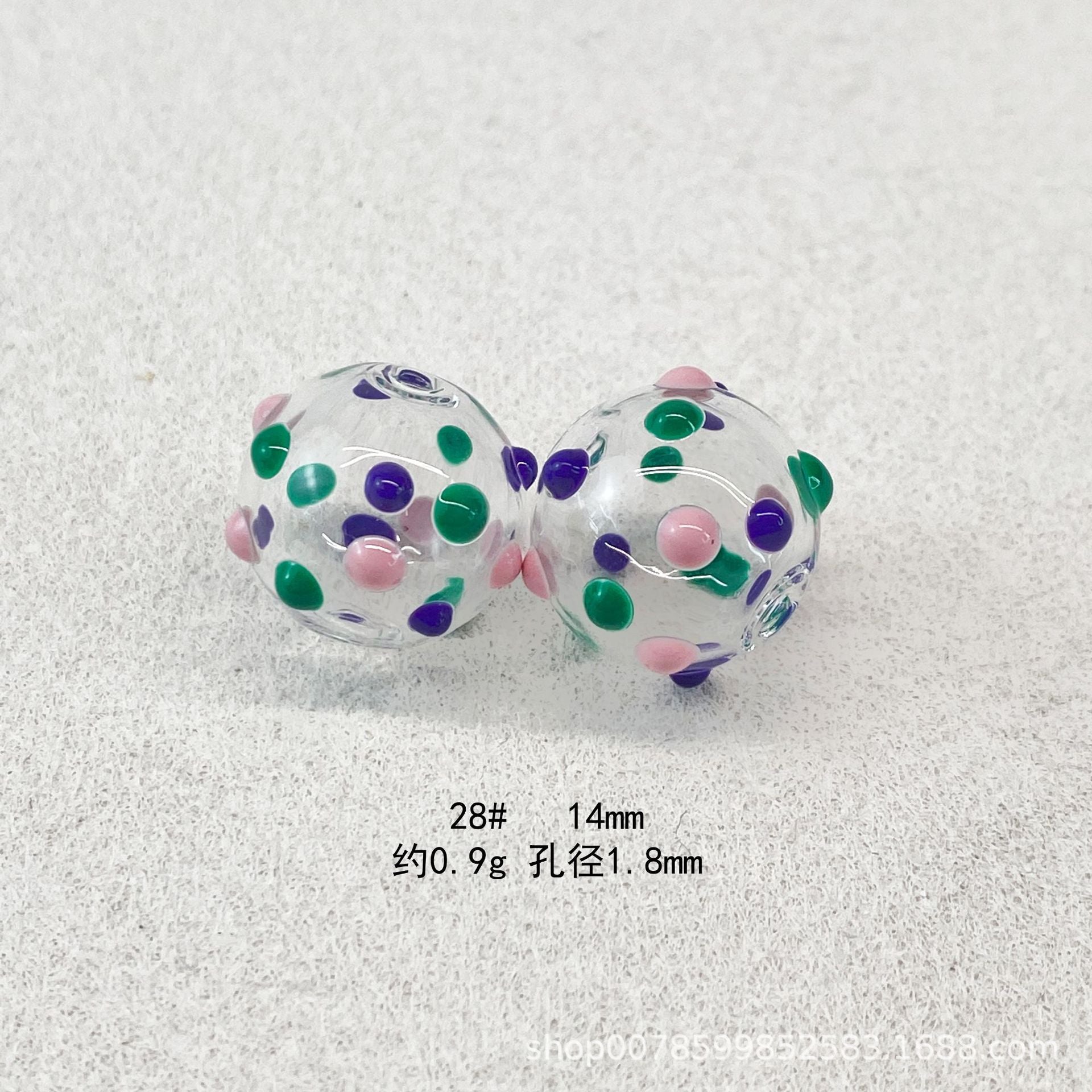 Wholesale 10pcs Transparent hollow glass heart-shaped polka dot hand-painted flower beads