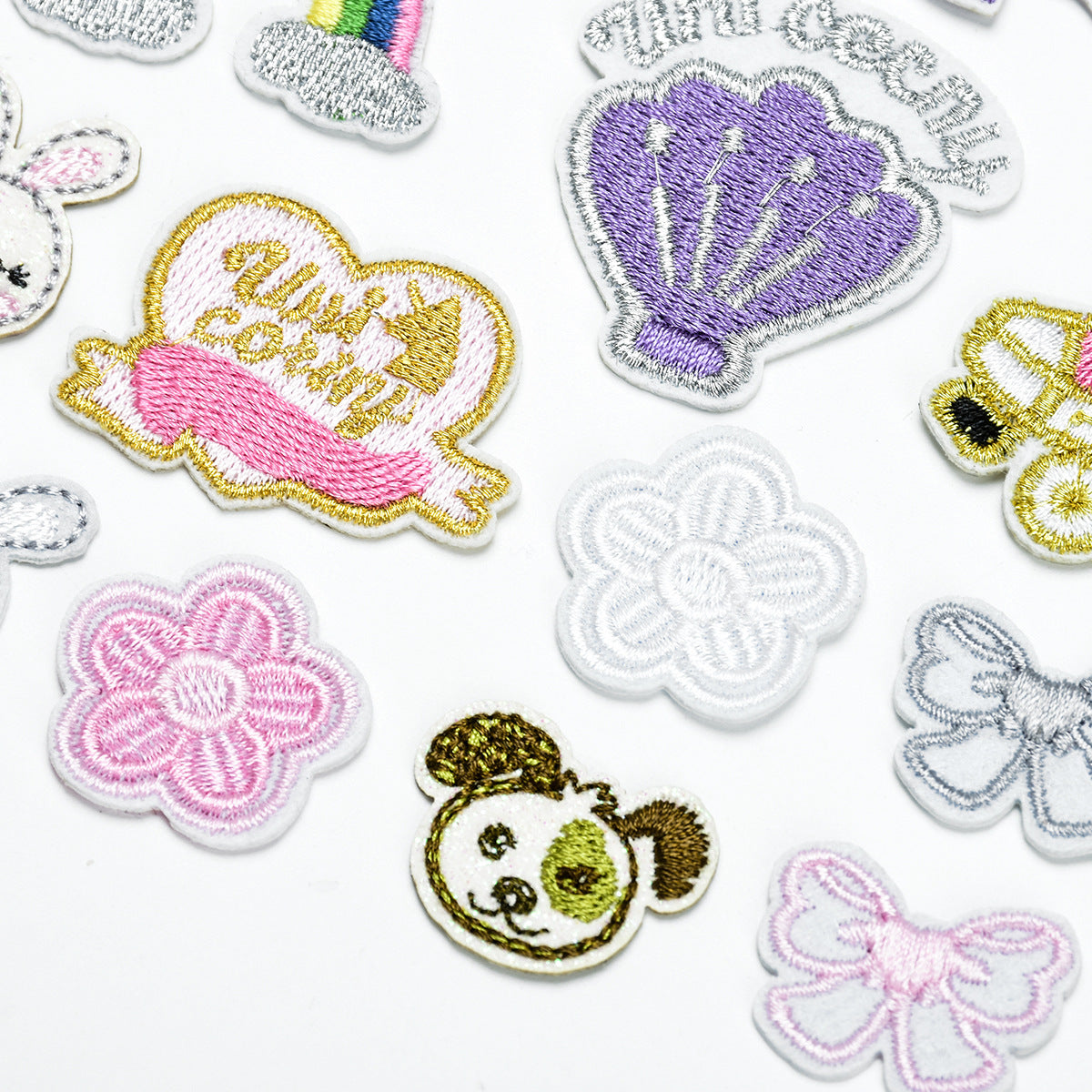 Wholesale Cute Cartoon Patch Set With Rainbow Pegasus Bunny Flowers DIY Craft Accessory For Bags Clothing Towels
