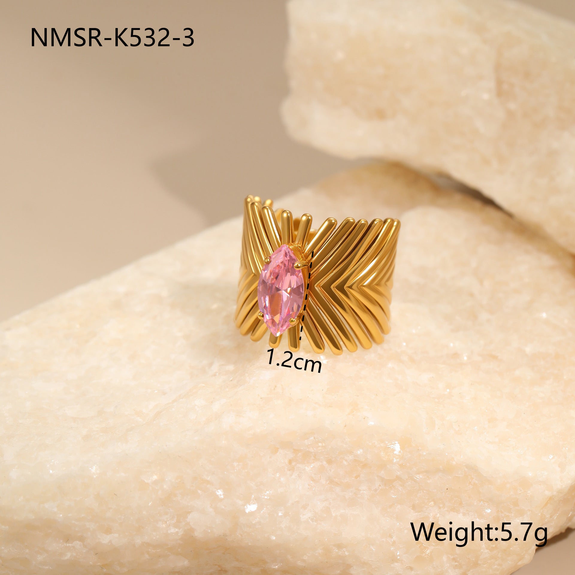 Wholesale Pink zircon Stainless Steel Rings