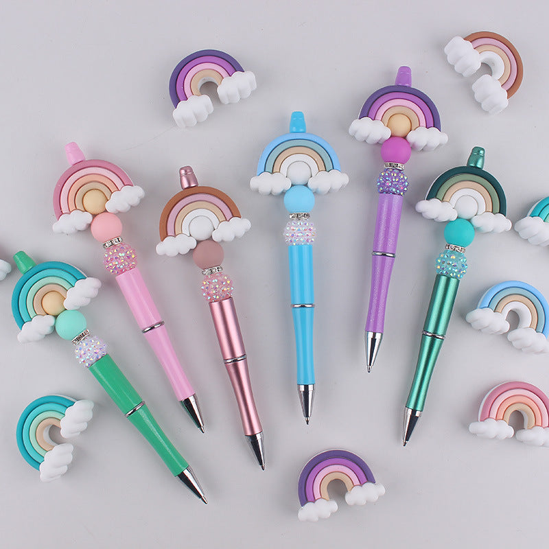 Wholesale Silicone Rainbow Bead Plastic Pen