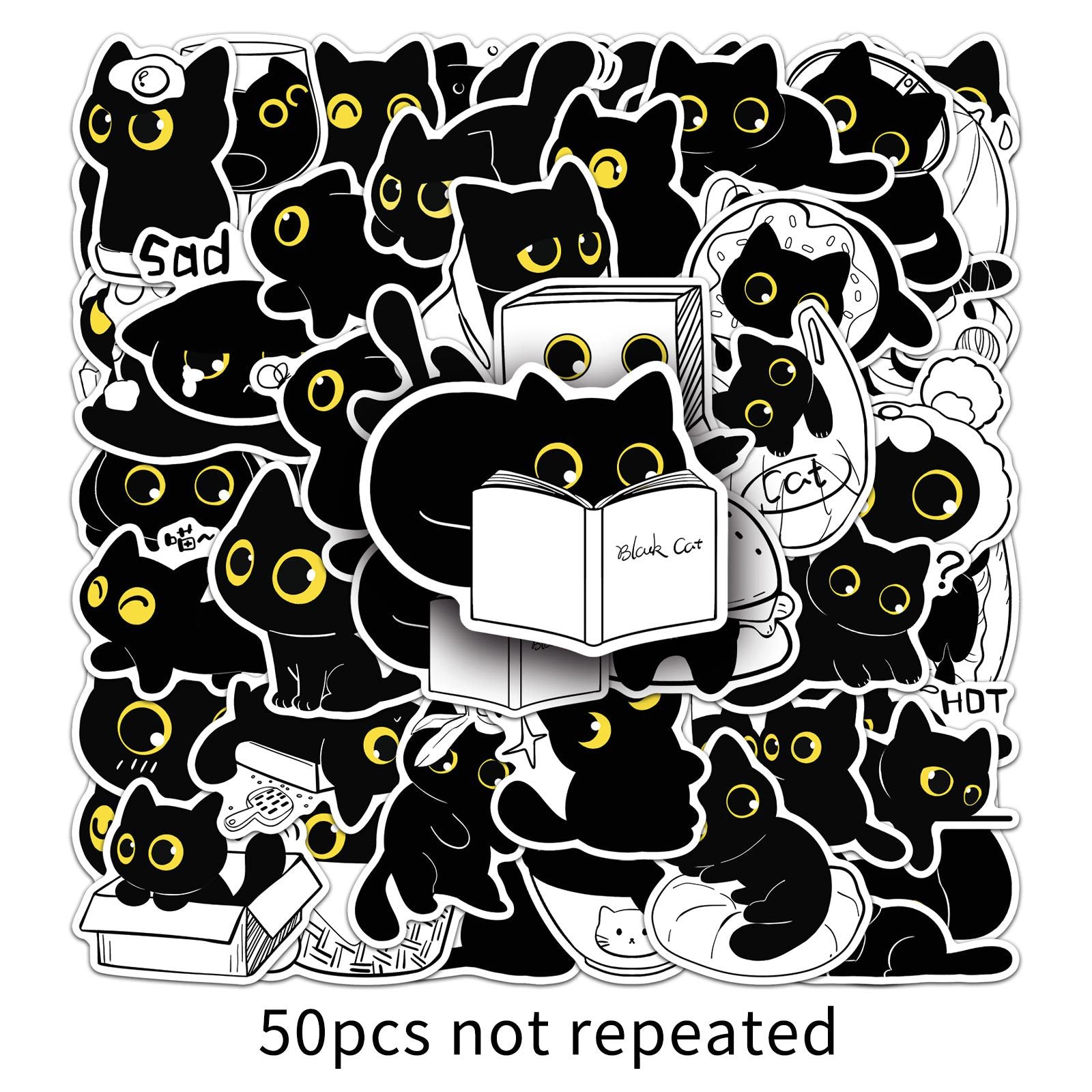 Wholesale 50 Cute Black Cat Stickers