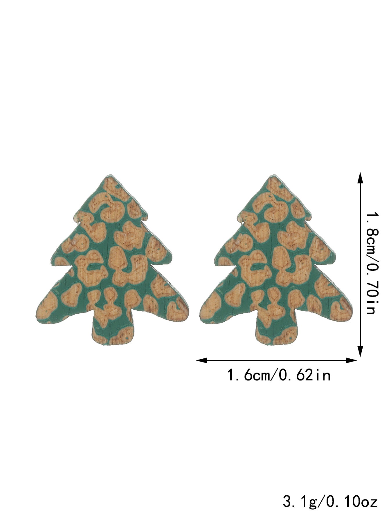 Wholesale Christmas Carved Leopard Pattern Christmas Tree Wooden Earrings