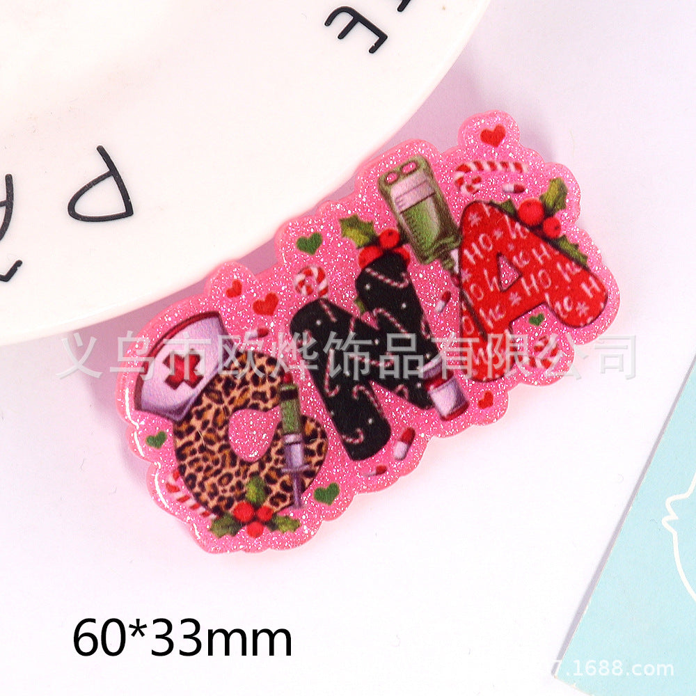 Wholesale New loose powder cartoon letters cute jewelry acrylic pin DIY patch accessories