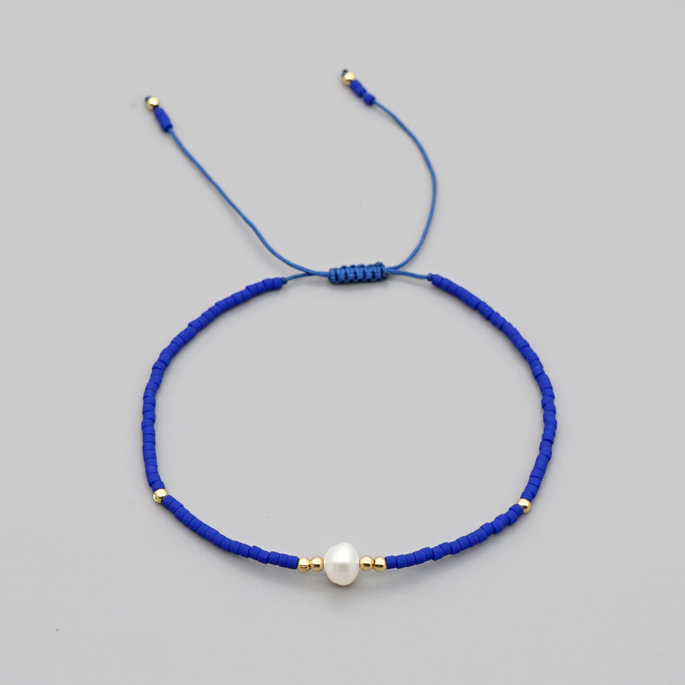 Wholesale Bohemian Glass Pearl Bracelet Handmade Woven Rope Ethnic Jewelry Fashion Accessory